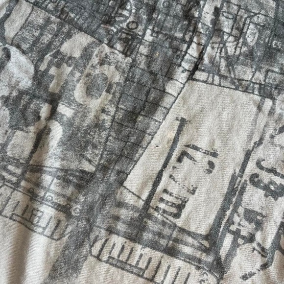 Foundry Supply Co Mens 2XL Grey Graphic Tee Airplane Blueprint Distressed Shirt - Picture 6 of 8